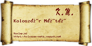 Koloszár Máté névjegykártya
