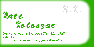 mate koloszar business card